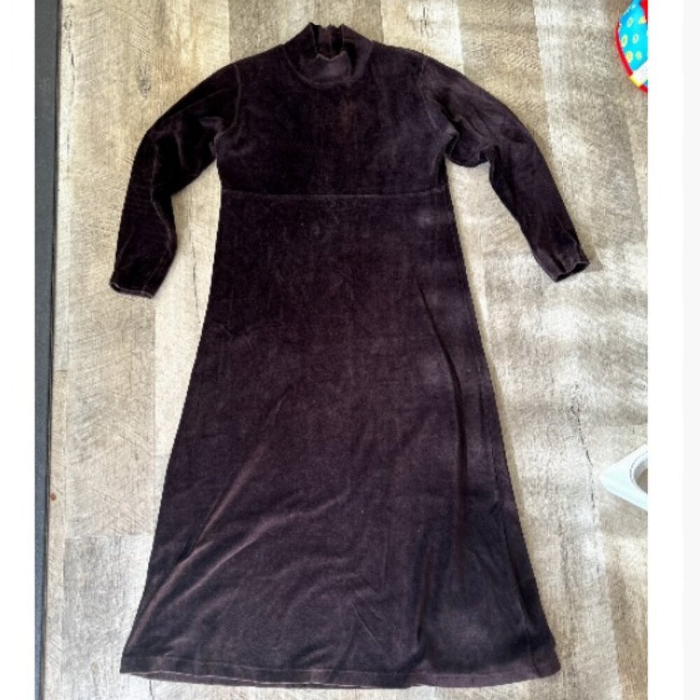 VINTAGE 90s Jones of New York Velvet Dress - Chocolate color